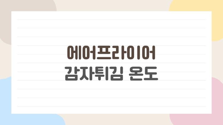 에어프라이어 감자튀김 온도 실수로 실패? 이 온도면 100% 성공