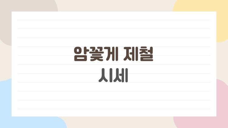 암꽃게 제철 시세