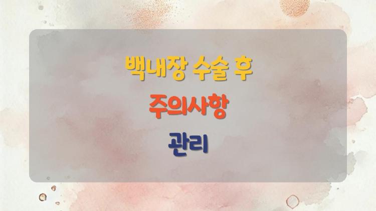 백내장 수술 후 주의사항 관리, 어머니가 후회 안 한 유일한 방법