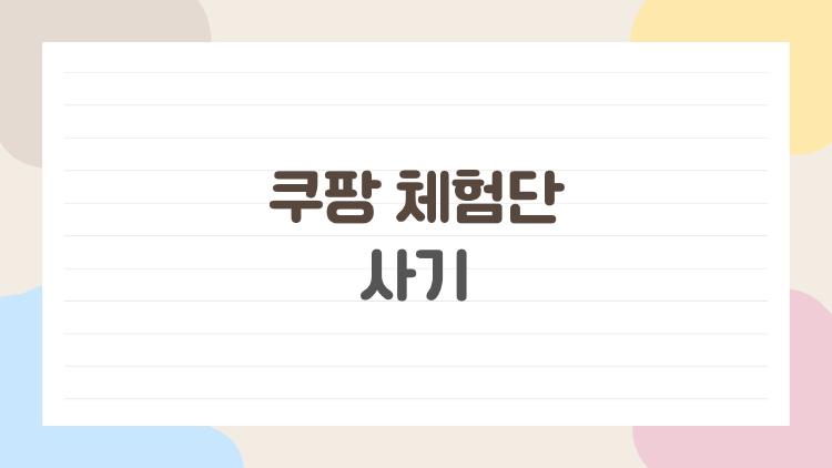 쿠팡 체험단 사기