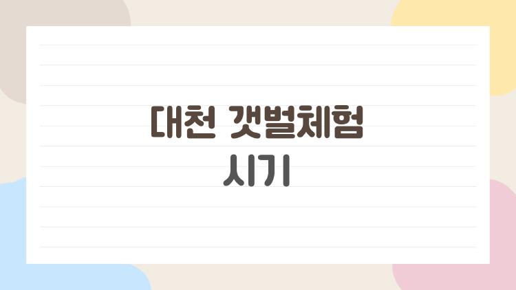 대천 갯벌체험 시기