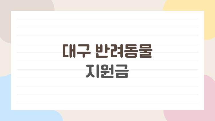 대구 반려동물 지원금