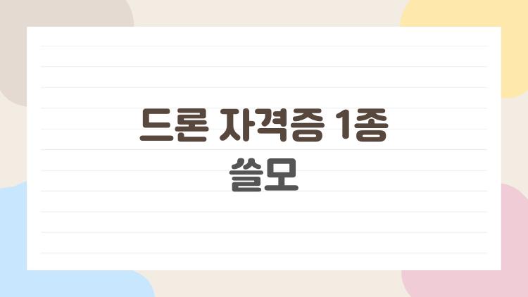 드론 자격증 1종 쓸모