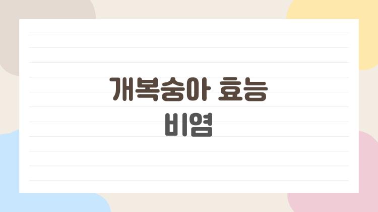 개복숭아 효능 비염