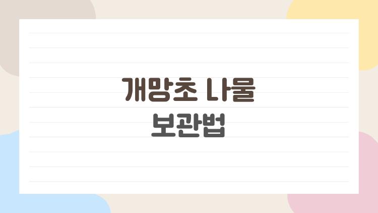개망초 나물 보관법