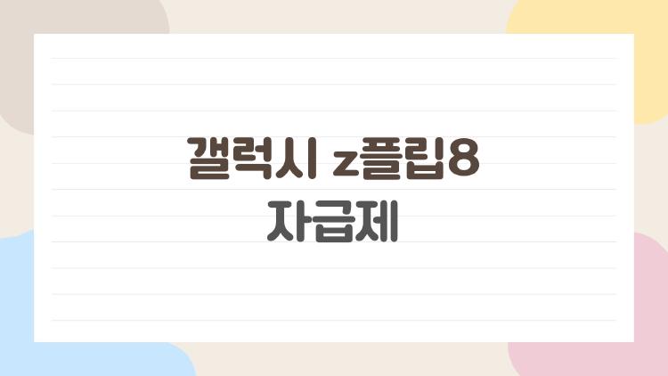 갤럭시 z플립8 자급제