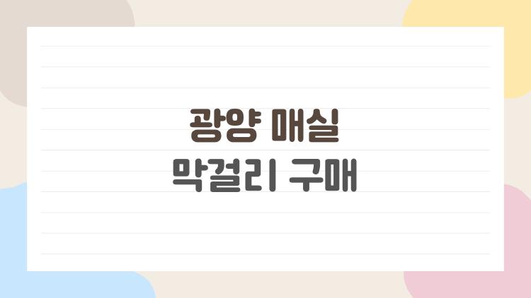 광양 매실 막걸리 구매