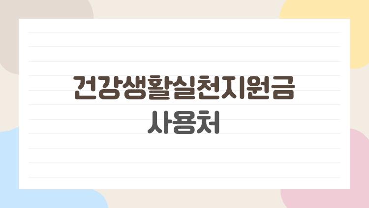 건강생활실천지원금 사용처