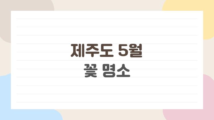 제주도 5월 꽃 명소