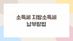 소득세 지방소득세 납부방법, 2026년에 이렇게 하면 끝?