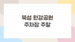 뚝섬 한강공원 주차장 주말, 만차 피하려면 이 시간만 기억하세요